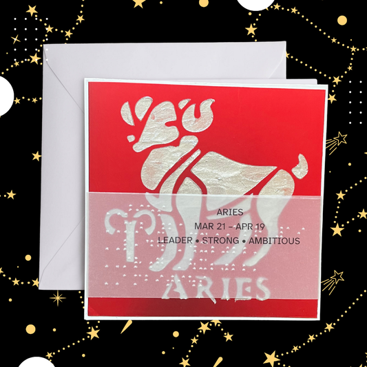 Aries Zodiac Birthday Card in Braille, Tactile & Print (March 21 - April 19)