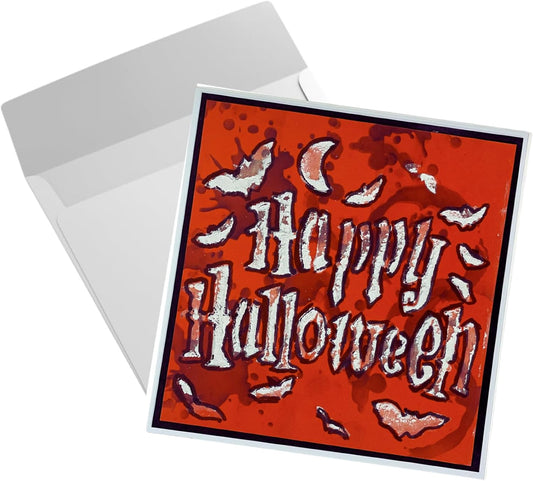 Braille Halloween Card - Happy Halloween Bats & Moon