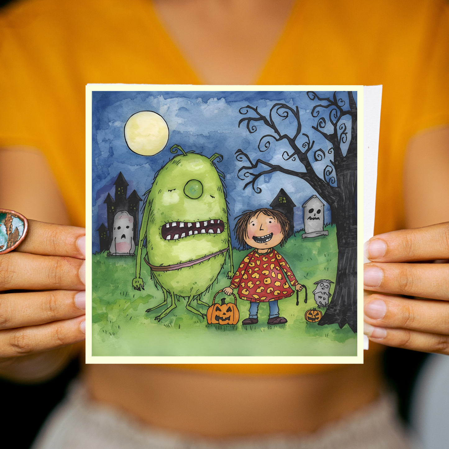 Braille Halloween Card – "Hauntingly Happy"