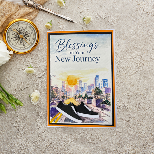 "Blessings on Your New Journey" – Handmade Braille & Large Print Greeting Card