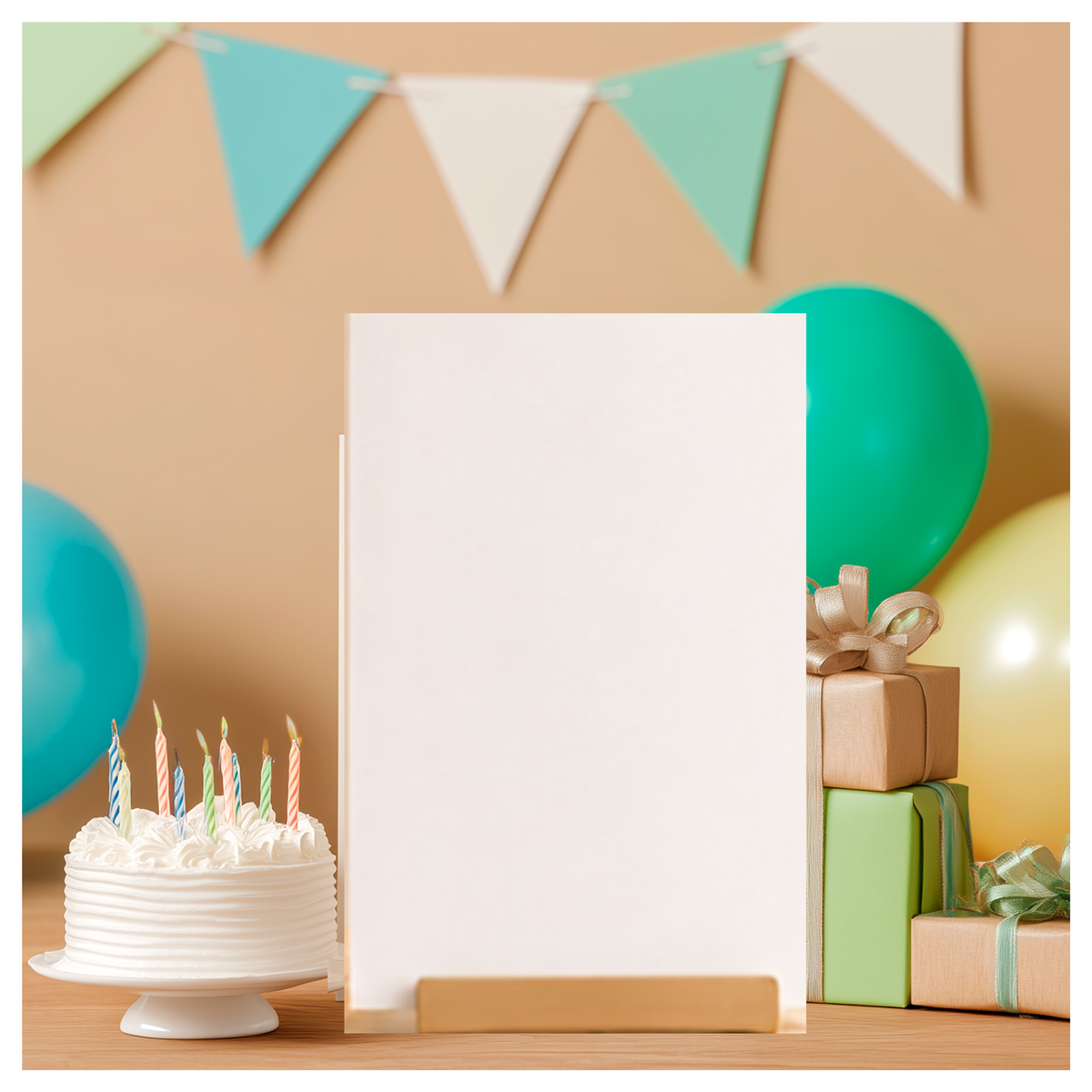 Blank custom birthday greeting card on a styled background for GREETINGSINBRAILLE Design Your Card