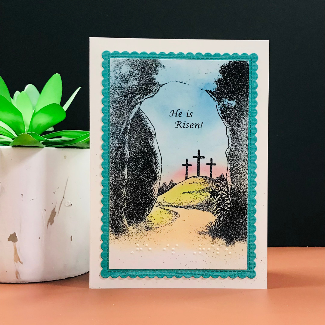 Braille Easter Greeting Cards Card – “He is Risen!”