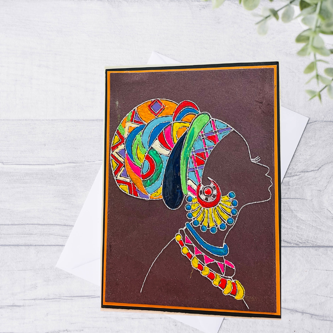 Braille Mother’s Day Card for Mom – Stitched Watercolor Portrait