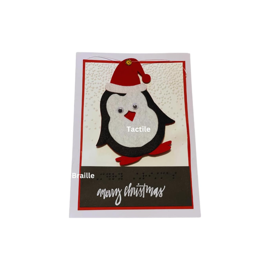 Braille Christmas Greetings Card "Interactive Penguin"