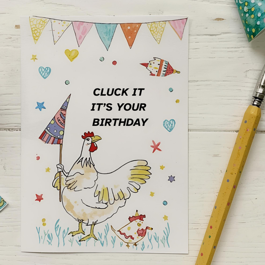 Funny Braille Birthday Card - cluck it it's your birthday