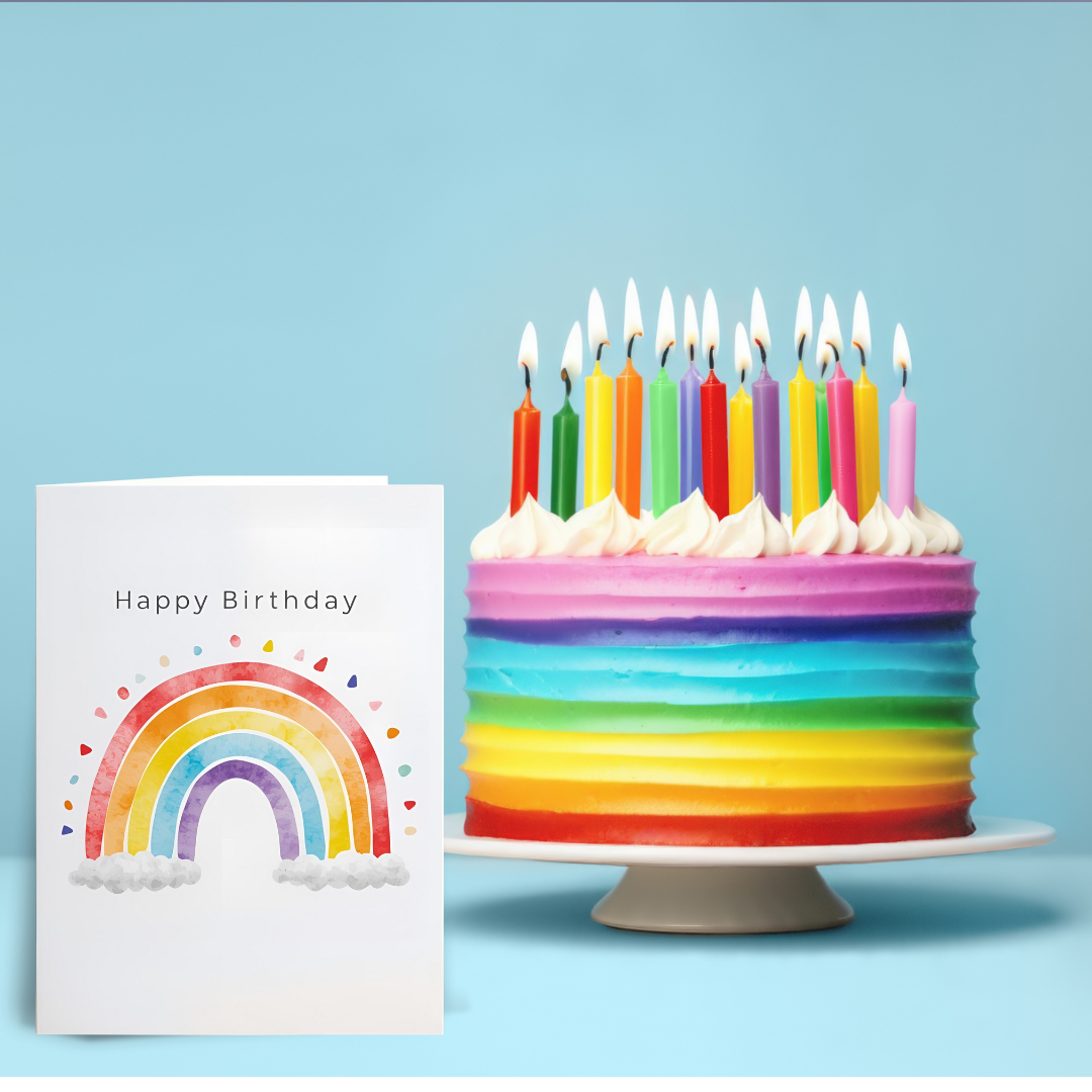 Rainbow-Themed Braille Birthday Card
