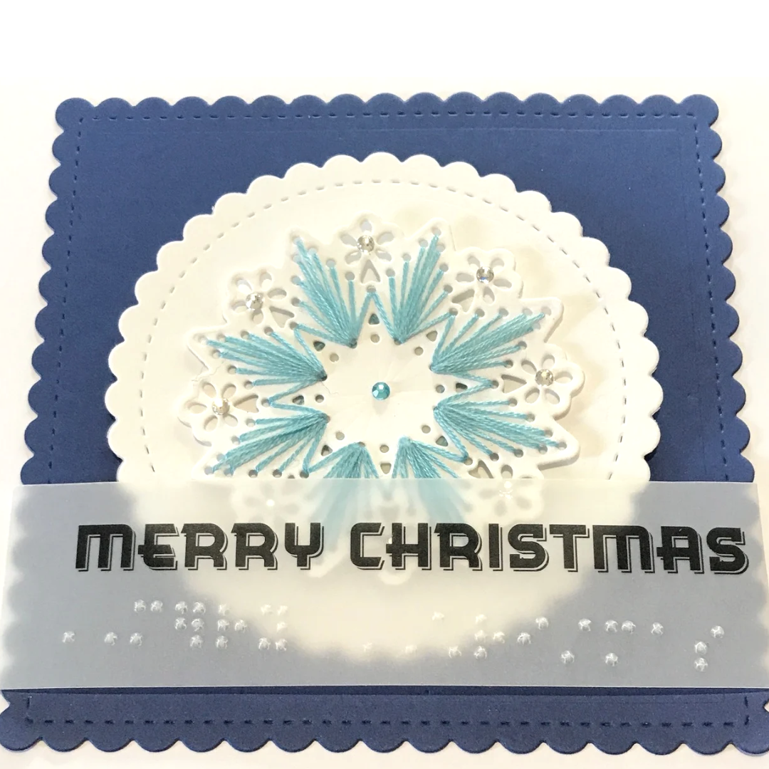 Braille Christmas Greetings Cards "Stitched Snowflake"