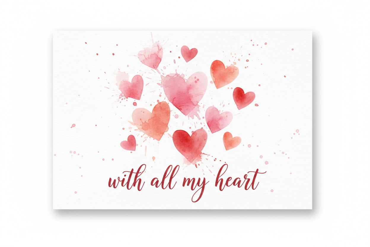 make it on a greeting card with all my heart watercolor