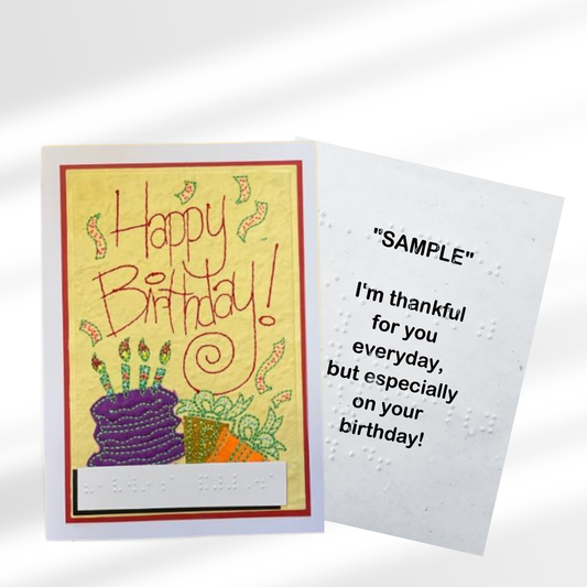 Emboirdery Birthday card with colorful cake