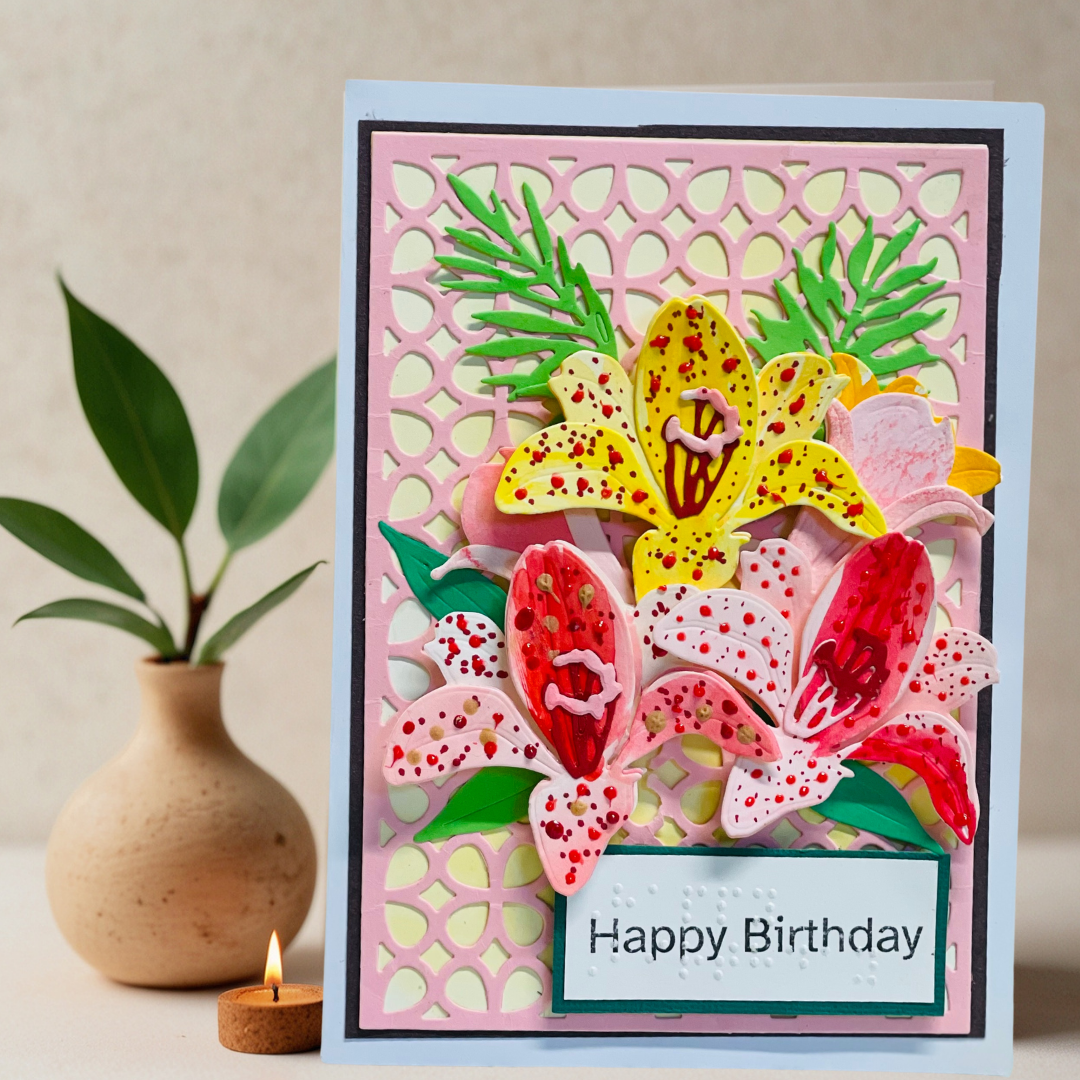 Braille Floral Birthday Card