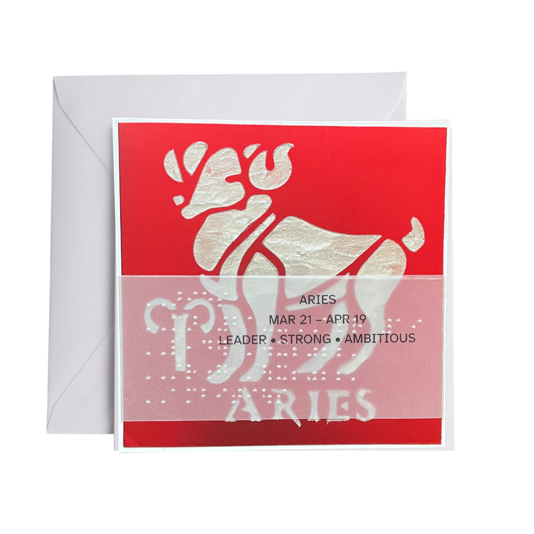 Aries Zodiac Birthday Card in Braille, Tactile & Print (March 21 - April 19)