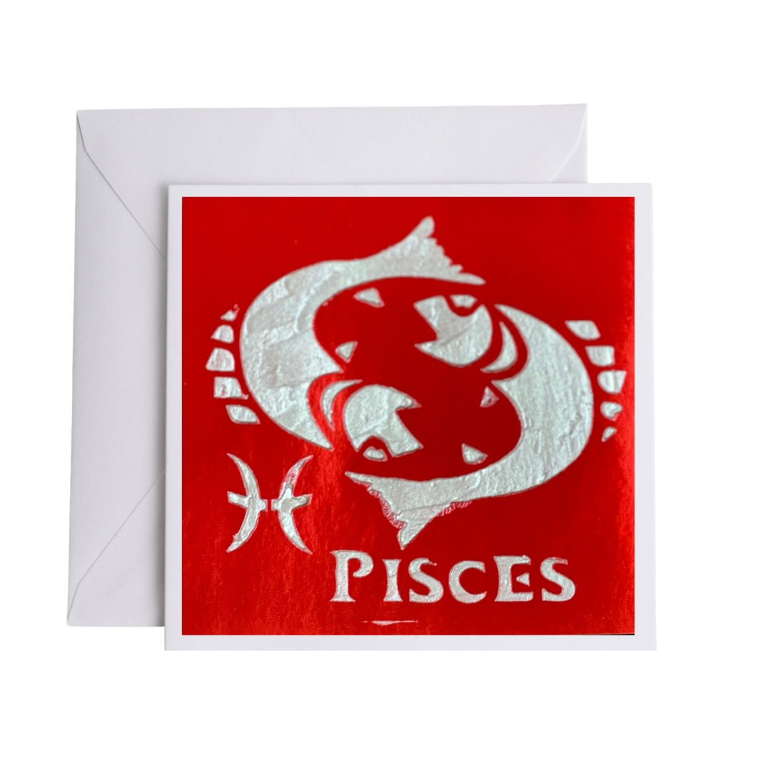 Zodiac Greeting Cards in Braille, Tactile, and Print (Pisces (February 19 - March 20))