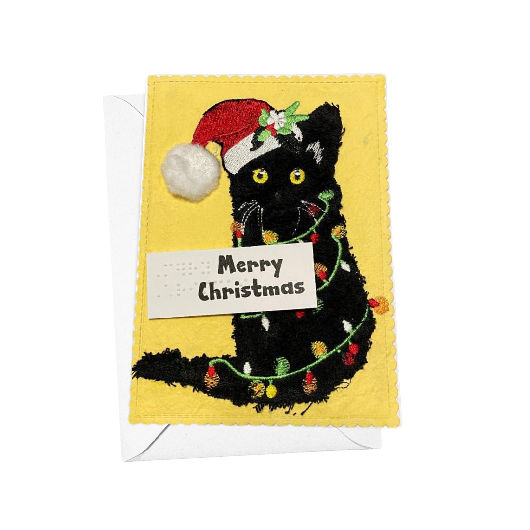 Braille Christmas Greeting Card – Lillie the Christmas Cat
