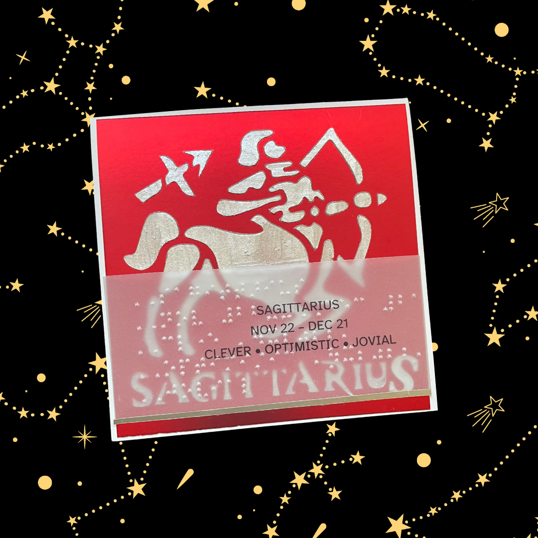 Sagittarius Zodiac Birthday Card in Braille, Tactile & Print (November 22 - December 21)