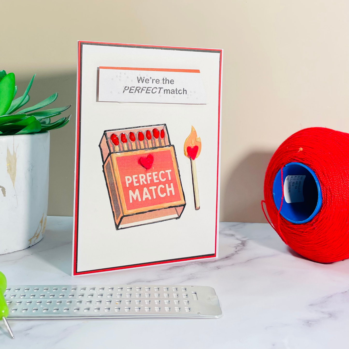 Valentine's Day Braille Card – "Perfect Match"