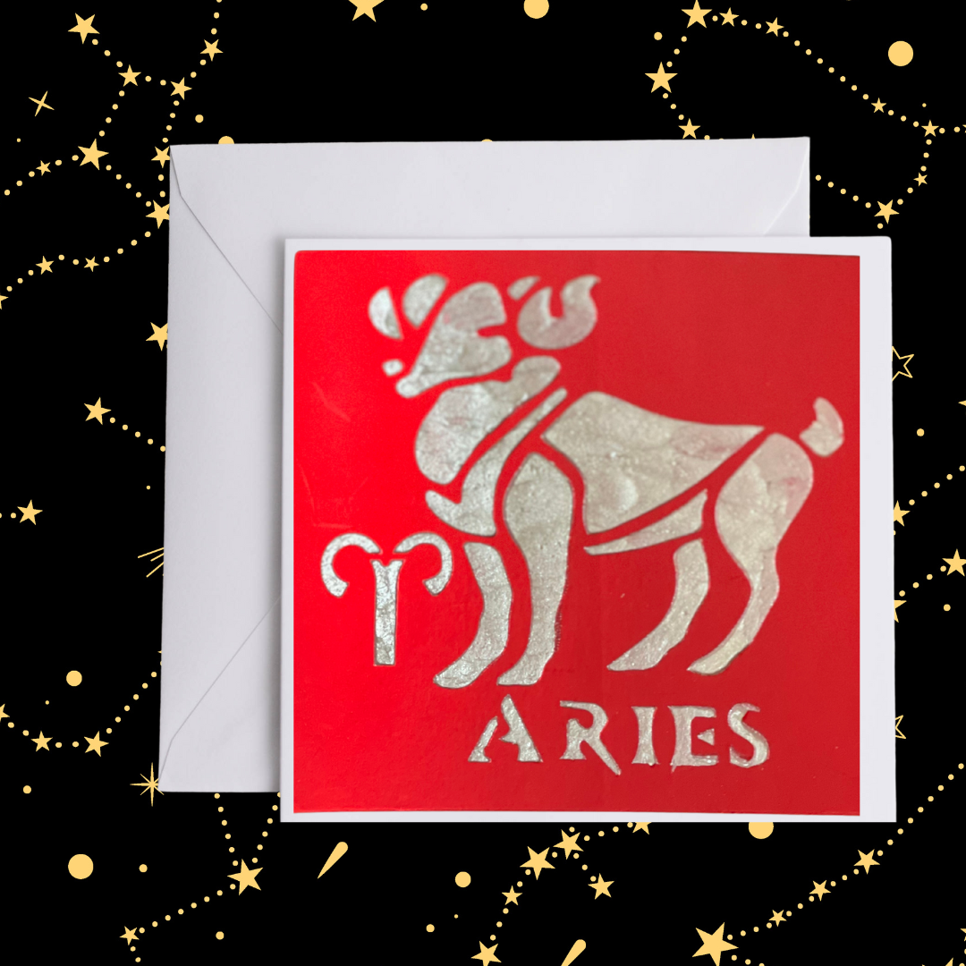 Aries Zodiac Birthday Card in Braille, Tactile & Print (March 21 - April 19)