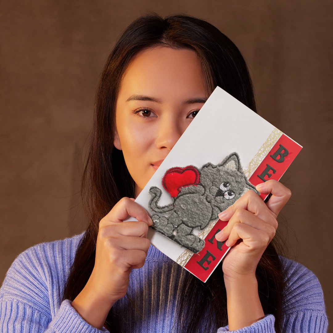 Valentine's Day Braille Card – "Kitty Cat"