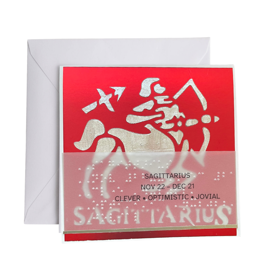 Sagittarius Zodiac Birthday Card in Braille, Tactile & Print (November 22 - December 21)