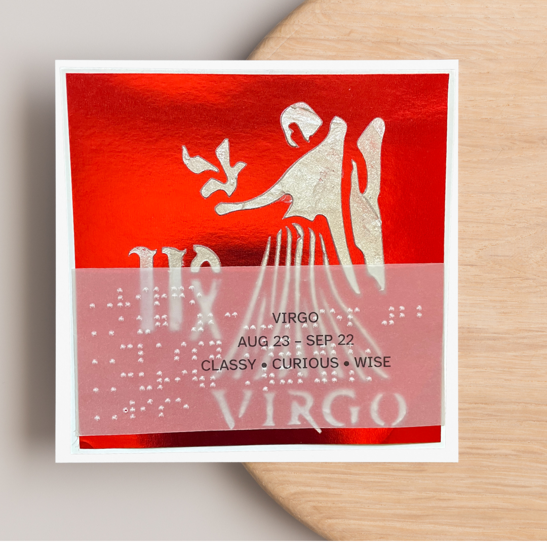 Virgo Zodiac Birthday Card in Braille, Tactile & Print (August 23 - September 22)