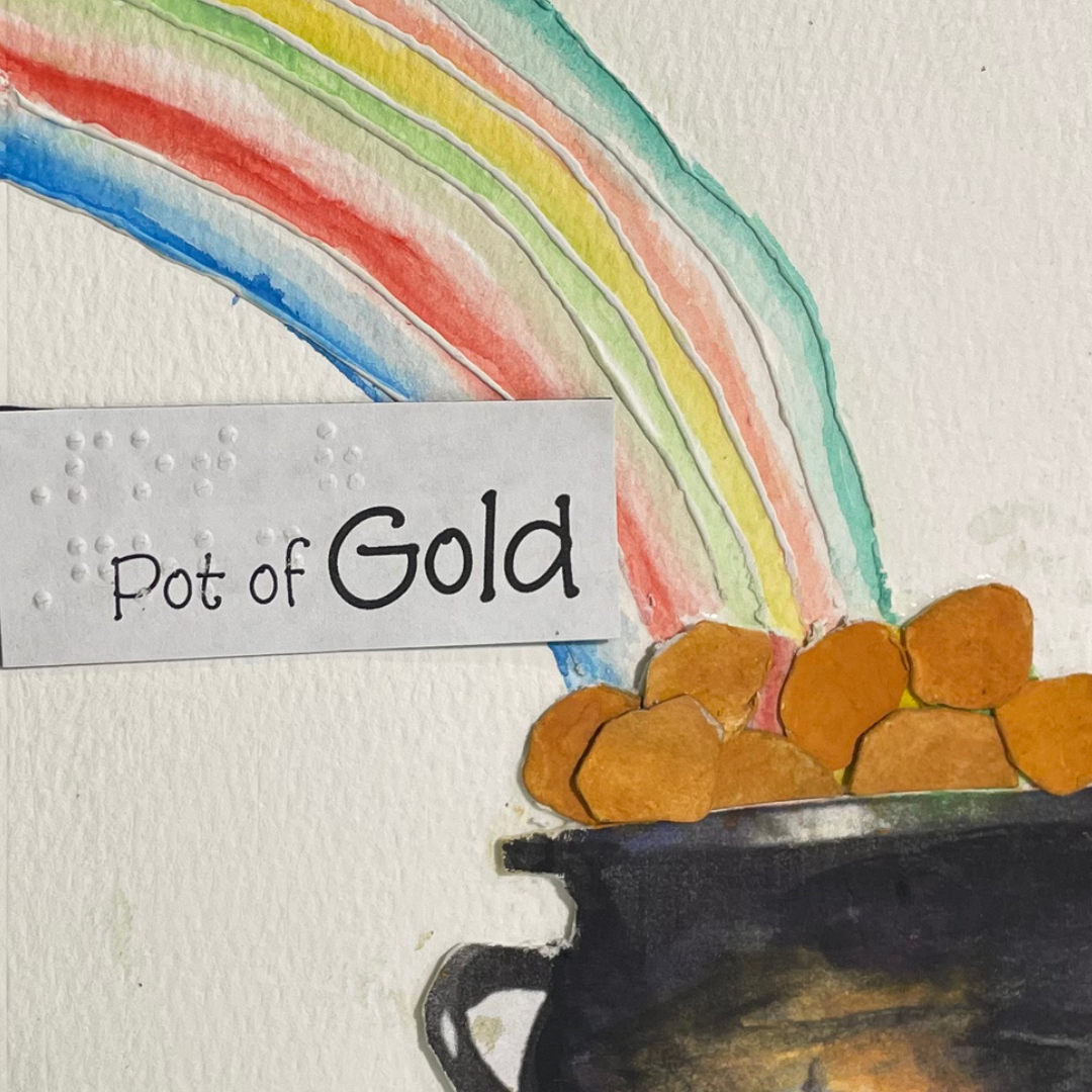 Braille St. Patrick’s Day Card – “Pot of Gold”