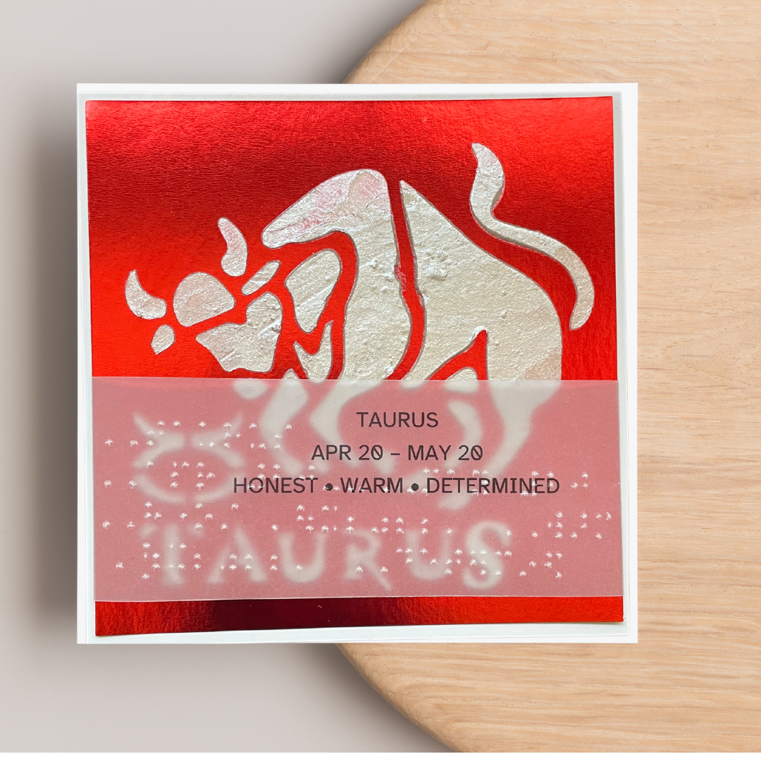 Taurus Zodiac Birthday Card in Braille, Tactile & Print (April 20 - May 20)