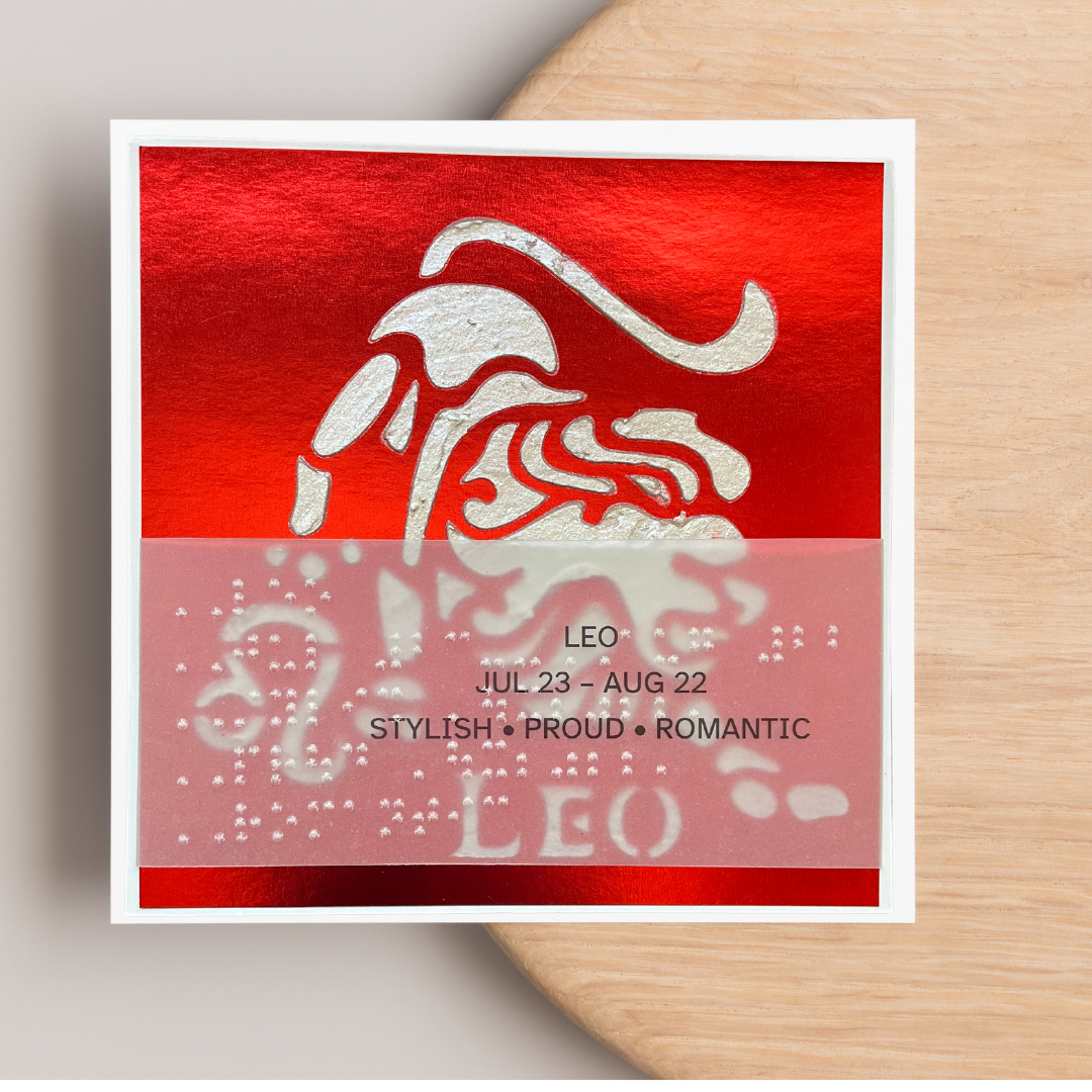 Leo Zodiac Birthday Card in Braille, Tactile & Print (July 23 - August 22)