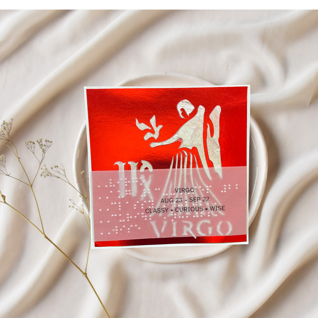Virgo Zodiac Birthday Card in Braille, Tactile & Print (August 23 - September 22)
