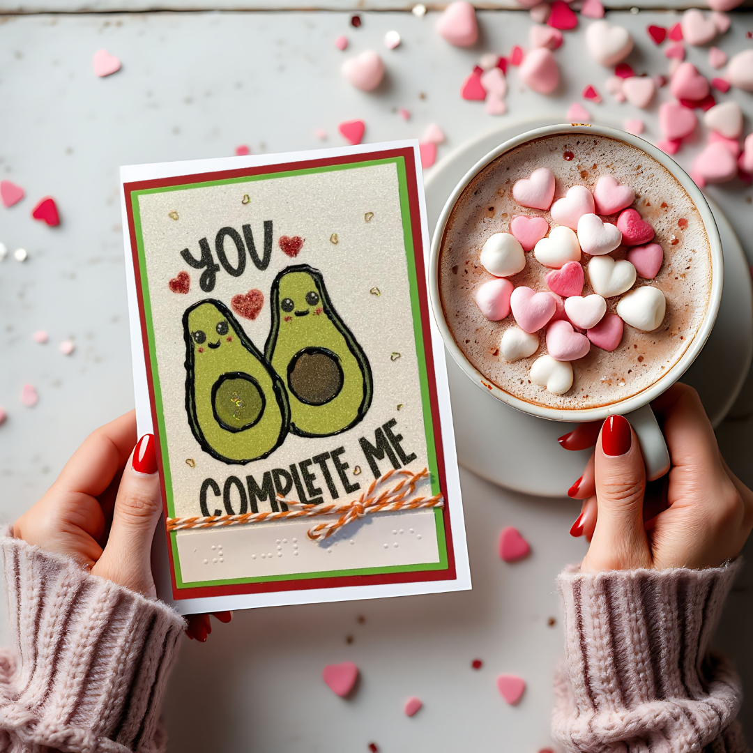 Valentine's Day Braille Card – "You Complete Me"
