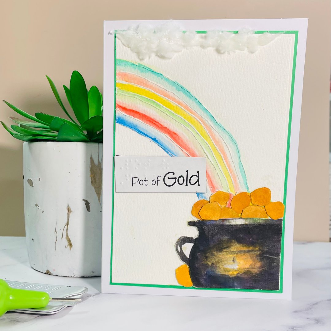 Braille St. Patrick’s Day Card – “Pot of Gold”