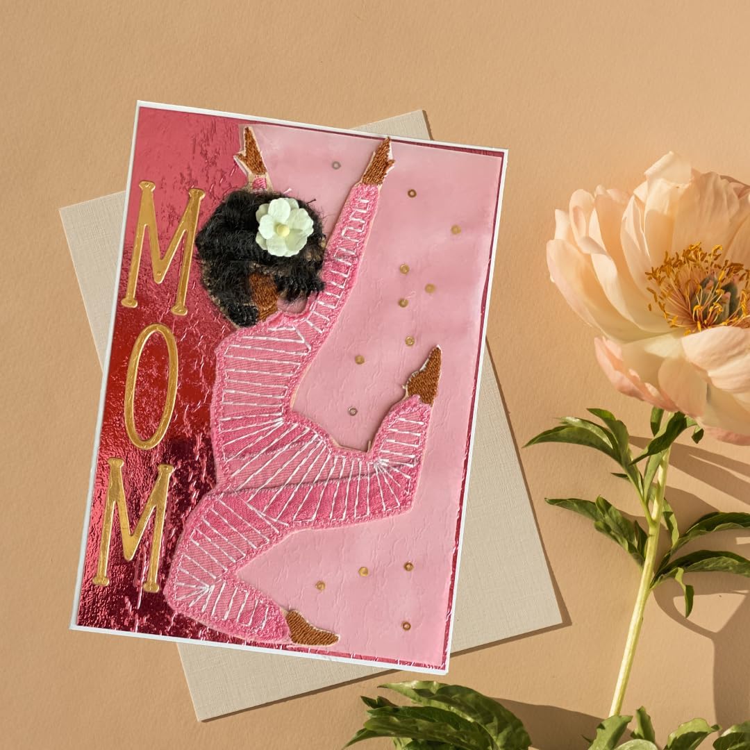 Braille Birthday Card for Mom | Embroidered Tactile Handmade Card for Blind & Visually Impaired