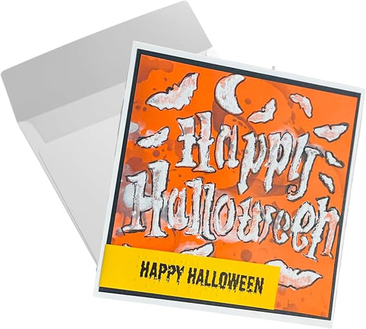 Braille Halloween Card - Happy Halloween Bats & Moon