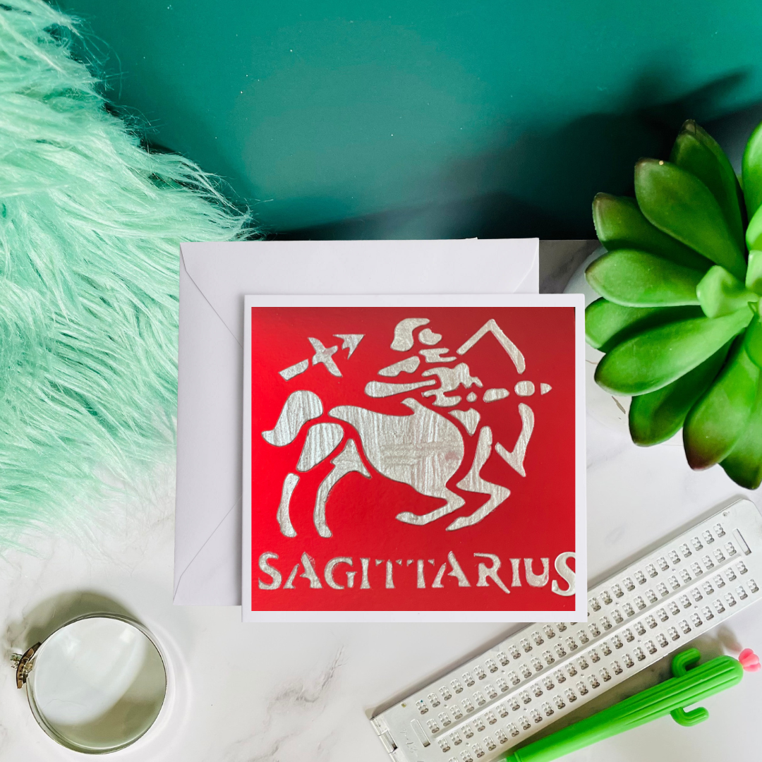 Sagittarius Zodiac Birthday Card in Braille, Tactile & Print (November 22 - December 21)