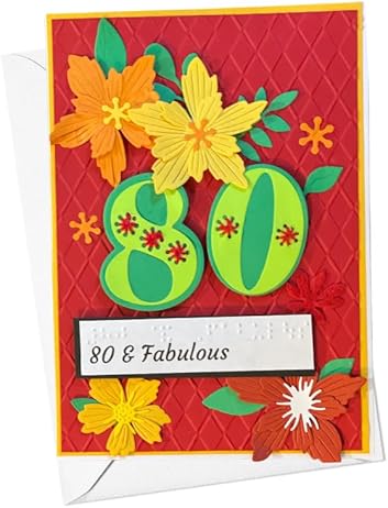 Braille Milestone Birthday Card – "Celebrating 80 Years"
