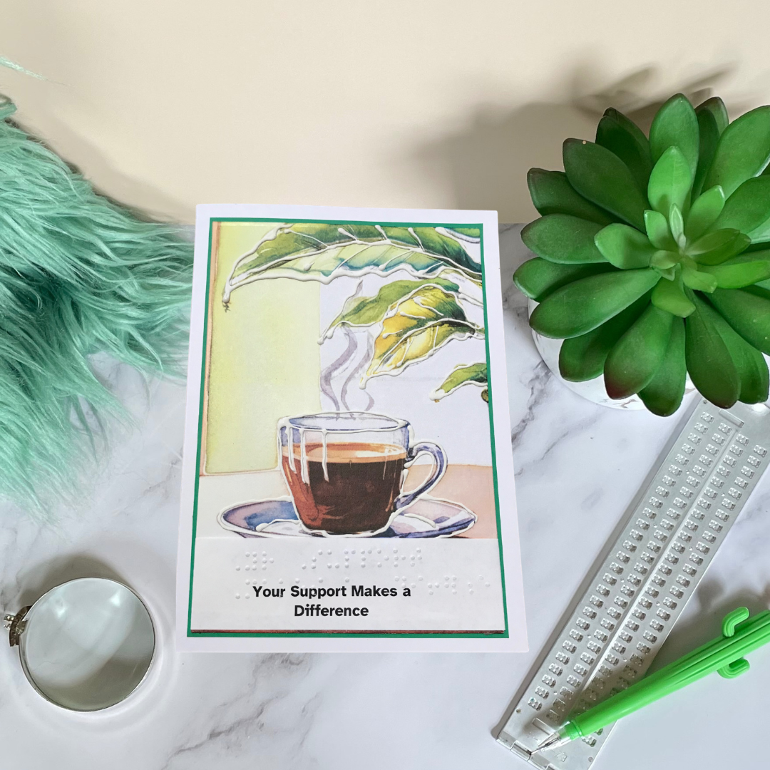 Braille Thank You Card – “Your Support Makes a Difference” | Admin Appreciation Card