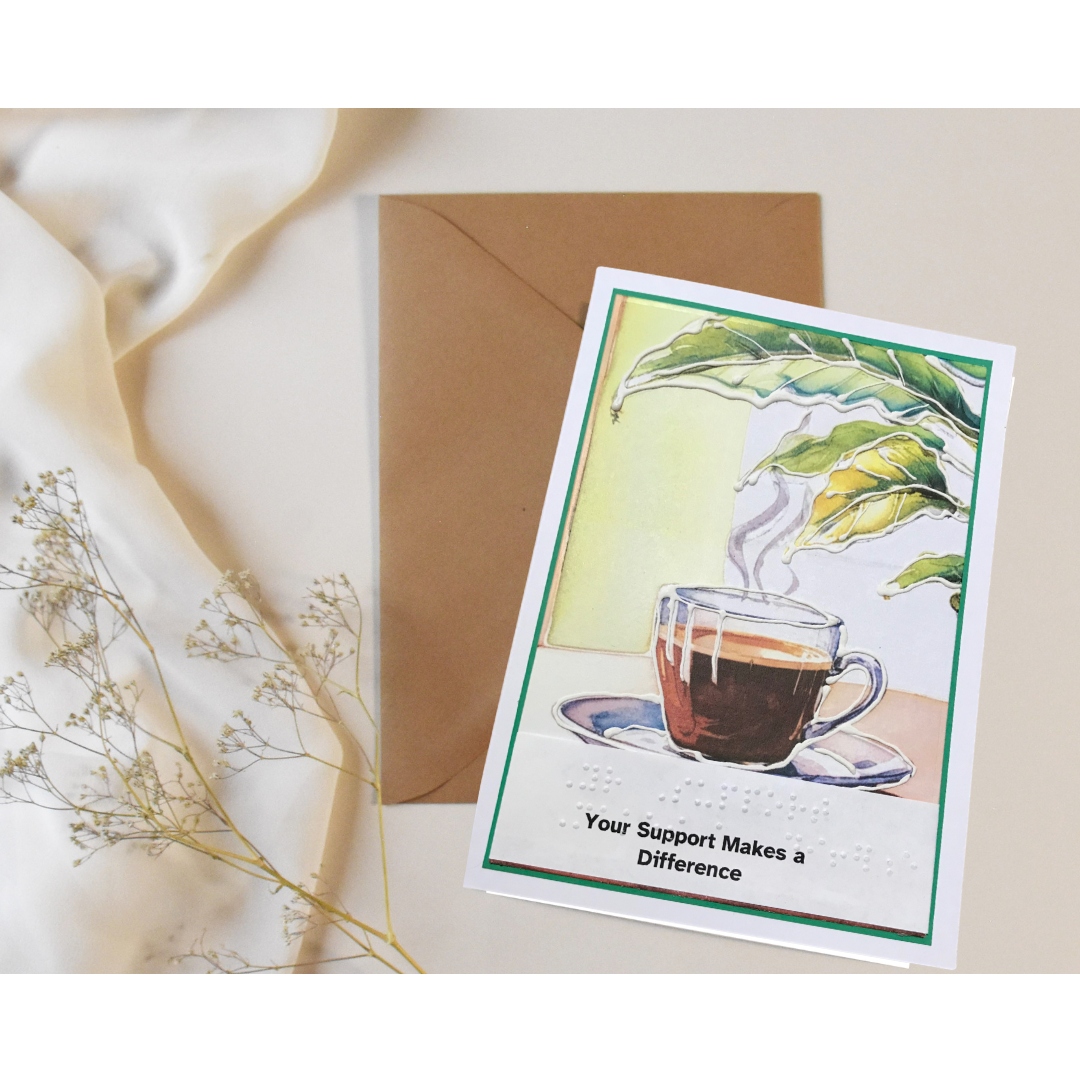 Braille Thank You Card – “Your Support Makes a Difference” | Admin Appreciation Card