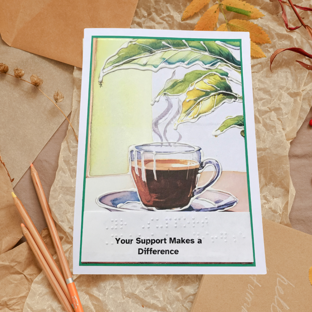 Braille Thank You Card – “Your Support Makes a Difference” | Admin Appreciation Card