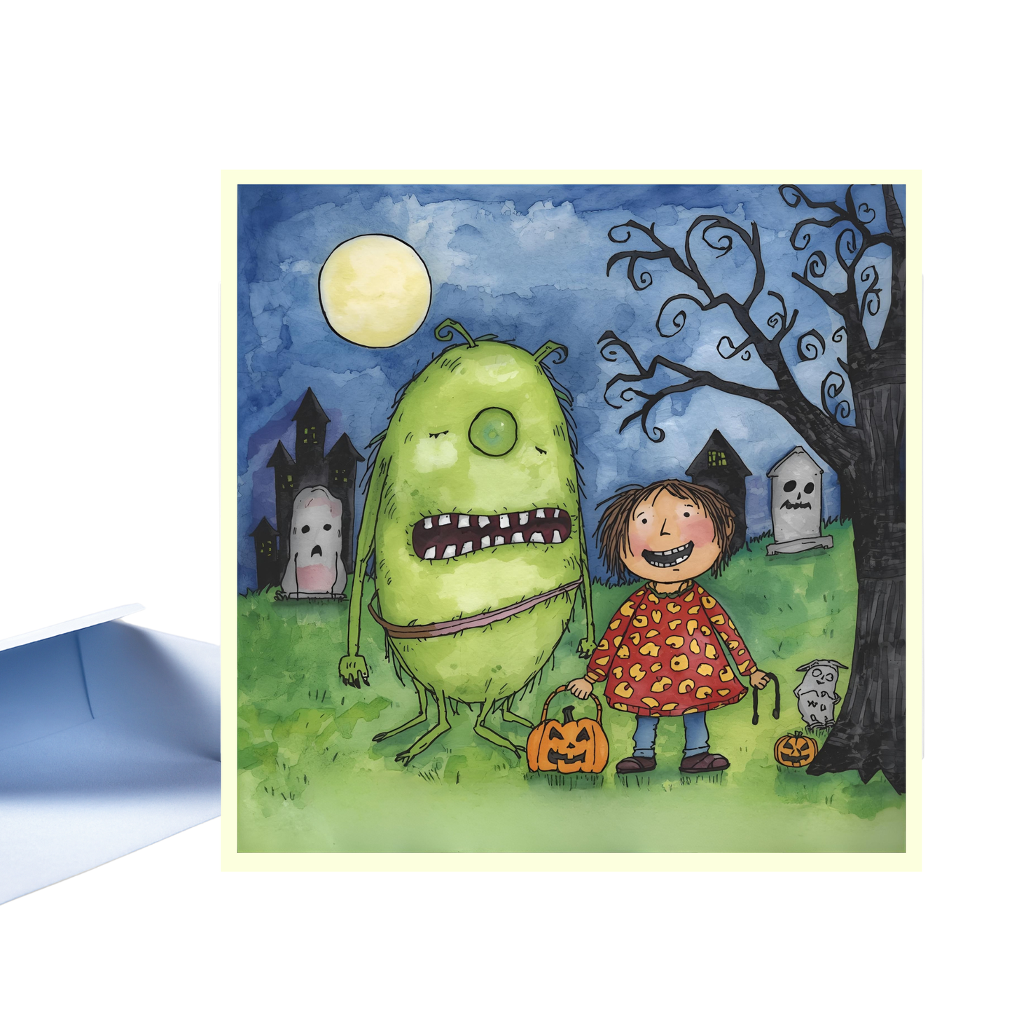 Braille Halloween Card – "Hauntingly Happy"