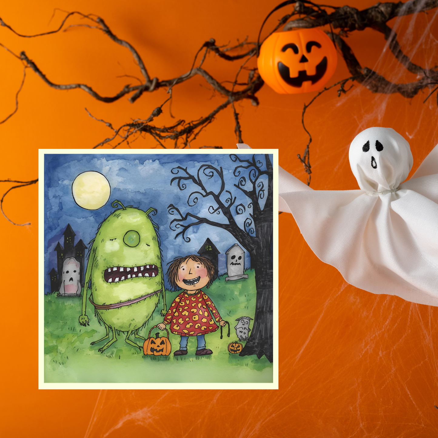 Braille Halloween Card – "Hauntingly Happy"