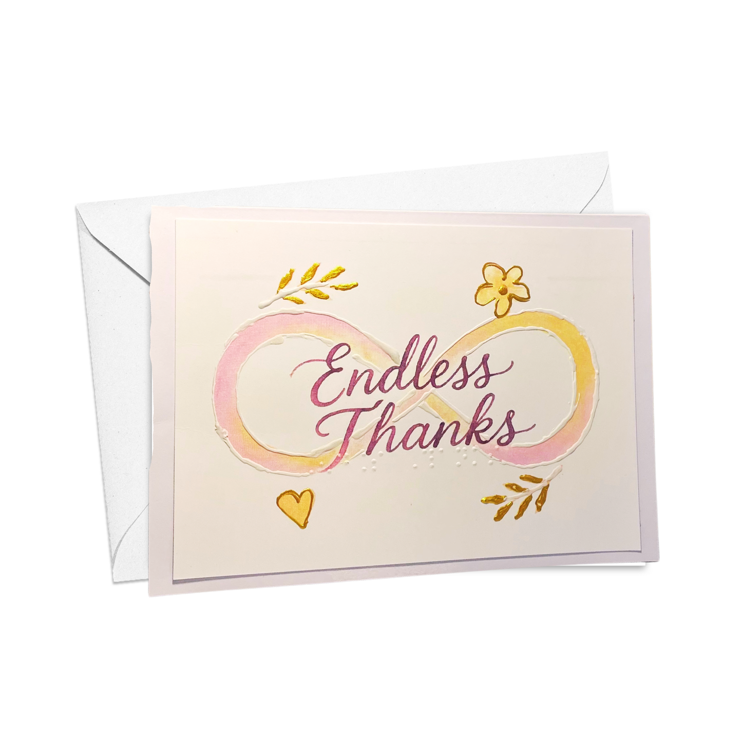 Greeting card with 'Endless Thanks' text and infinity symbol on a white background
