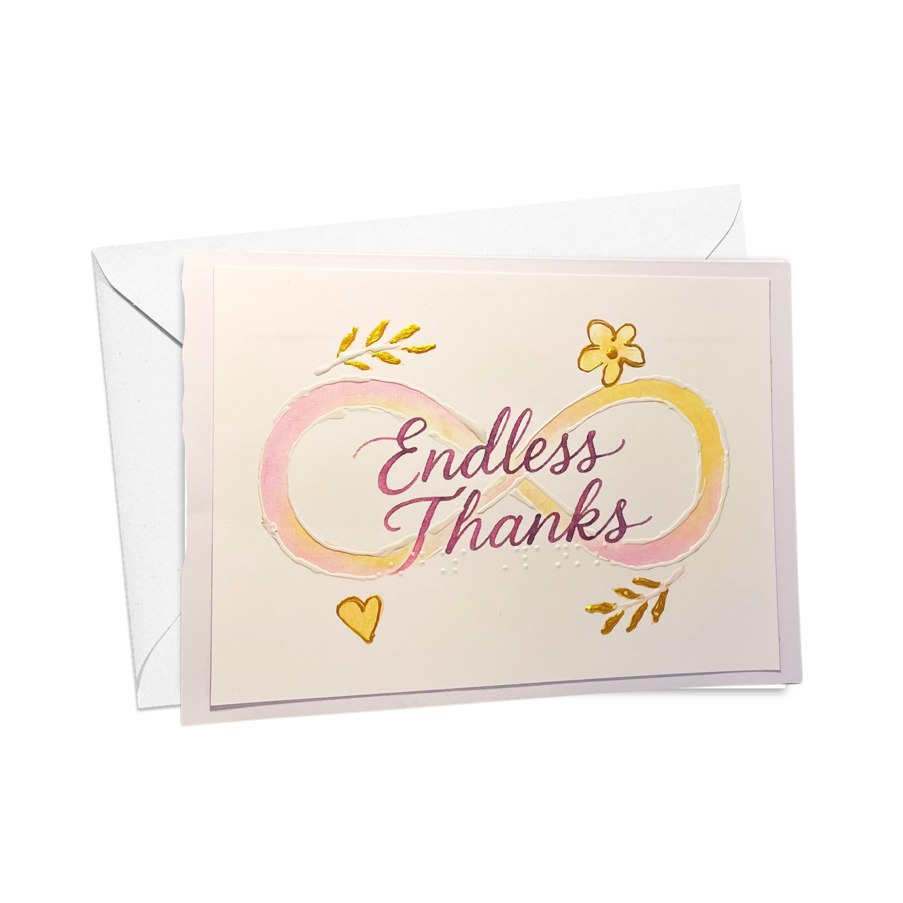 Greeting card with 'Endless Thanks' text and infinity symbol on a white background