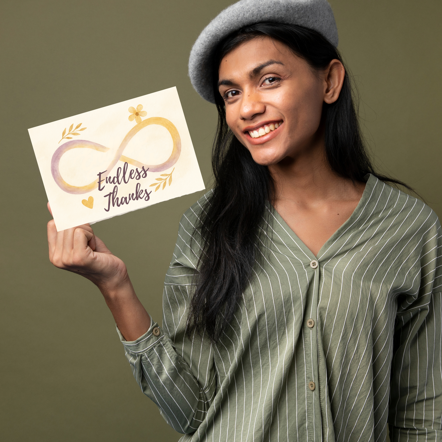 watercolor greeting card with the infinity sign the text endless thanks