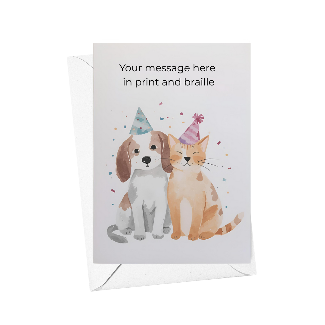 Cute Animal-Themed Braille Birthday Card