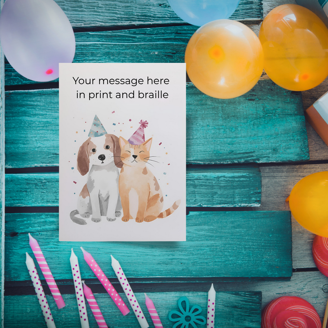 Cute Animal-Themed Braille Birthday Card