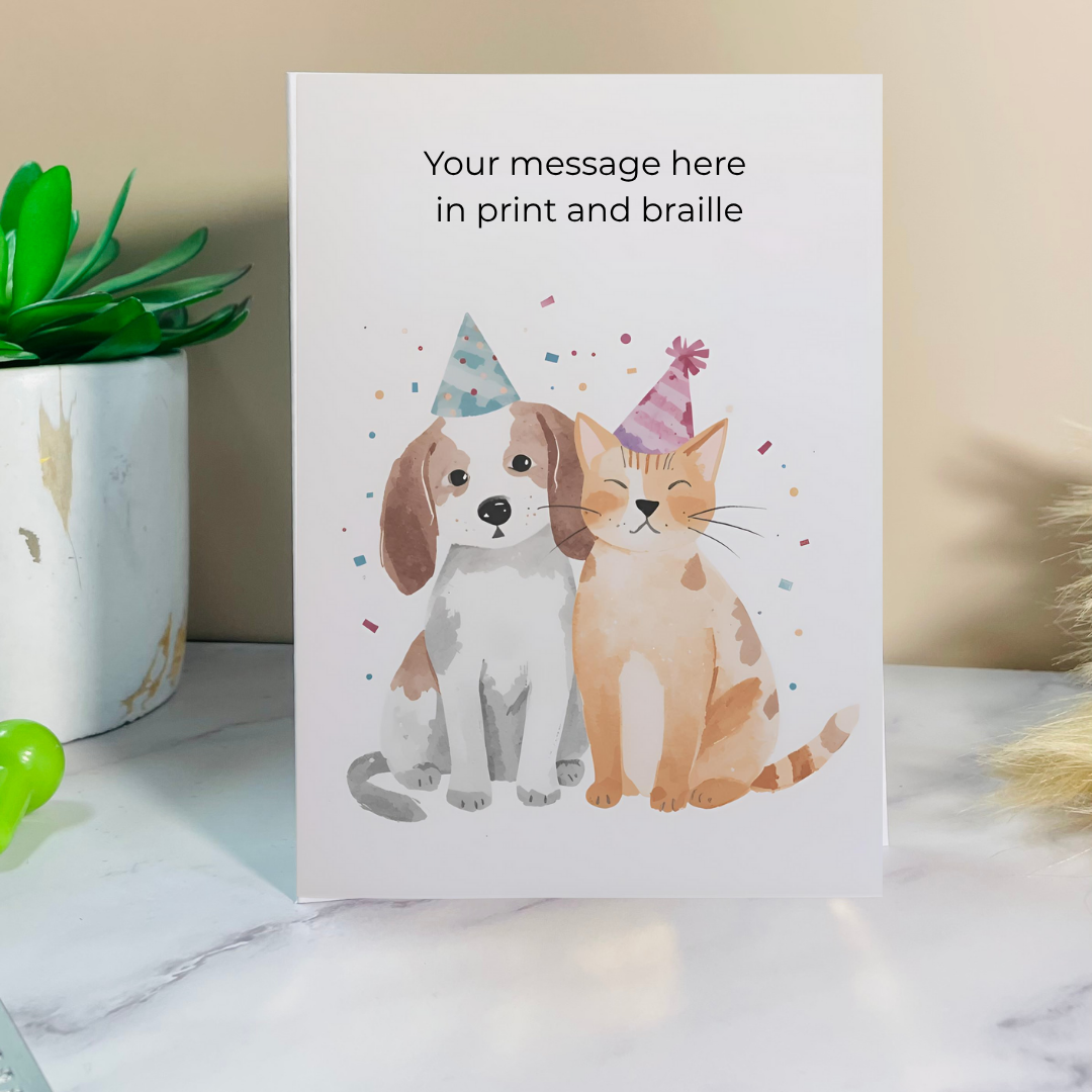 Cute Animal-Themed Braille Birthday Card