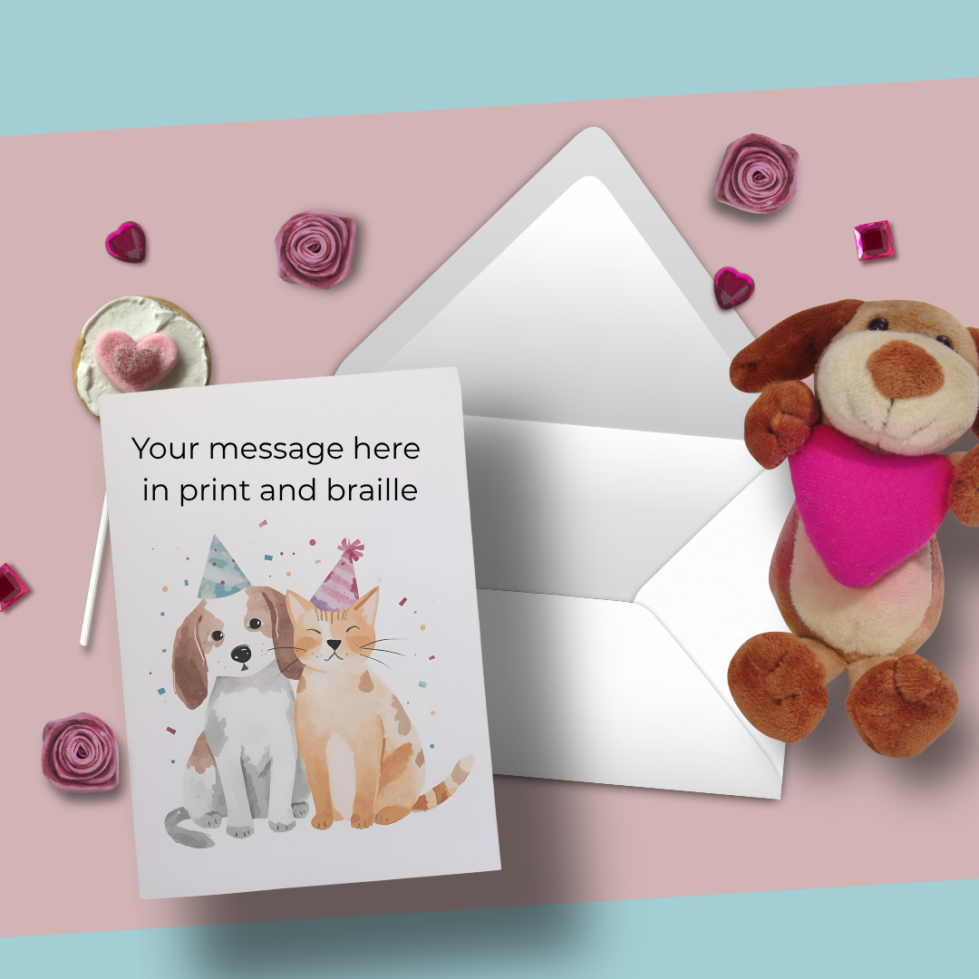 Cute Animal-Themed Braille Birthday Card