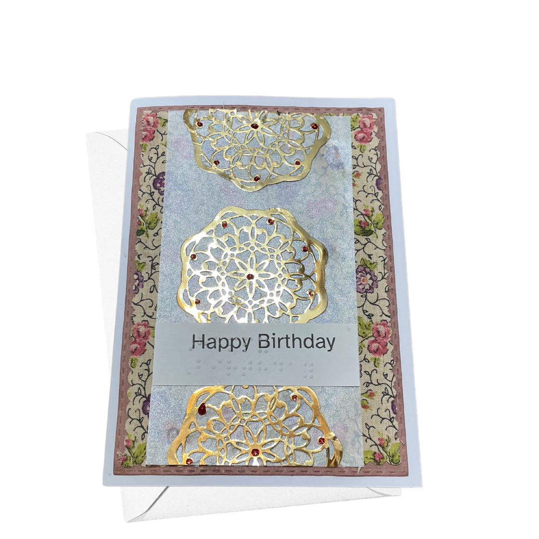 Floral Touch Braille Birthday Card