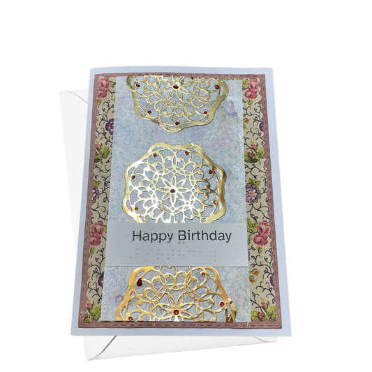 Floral Touch Braille Birthday Card