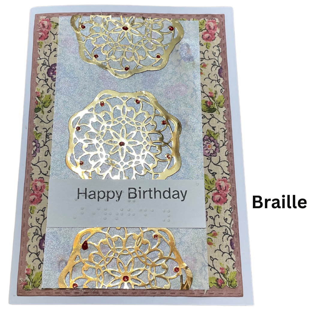 Floral Touch Braille Birthday Card
