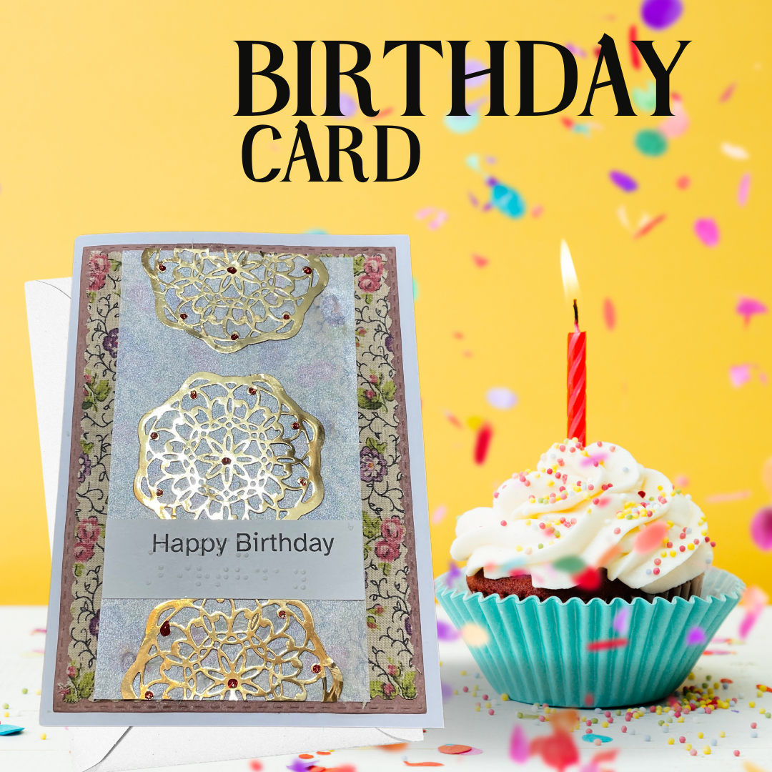 Floral Touch Braille Birthday Card