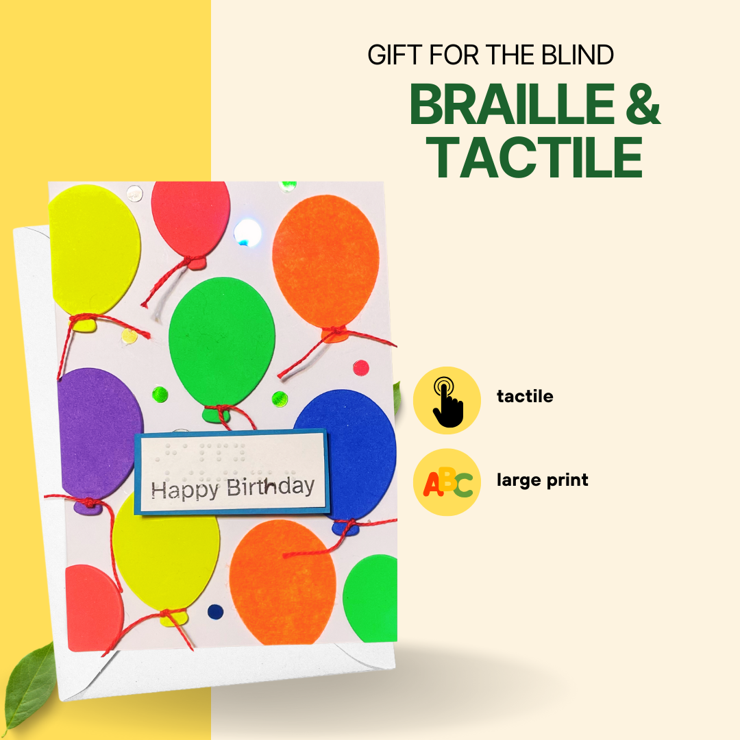 Colorful Balloons Braille & Tactile Birthday Card